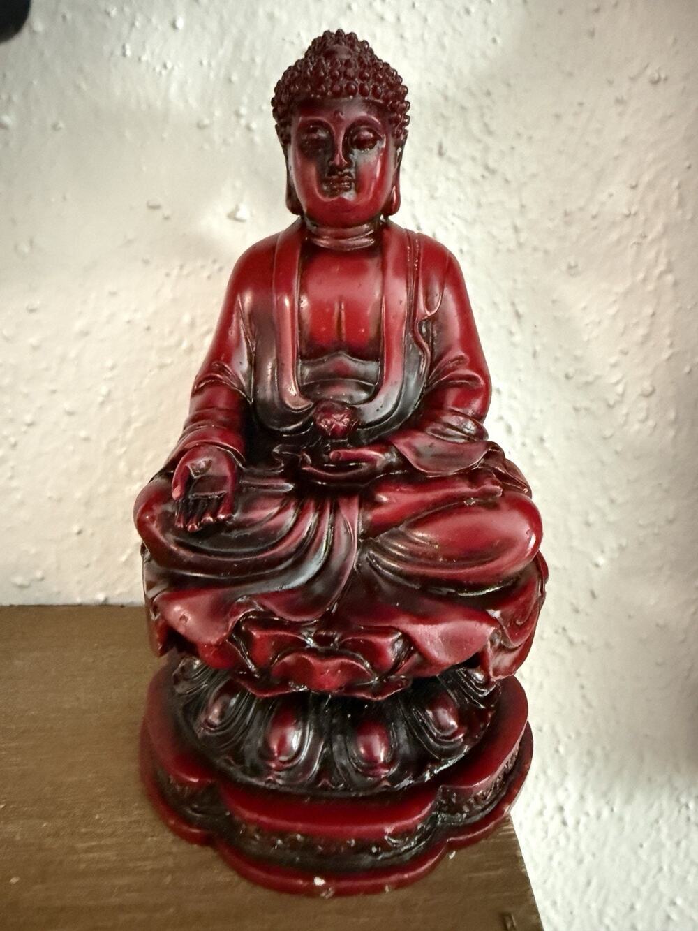 4.5" Red Resin Sitting Mediating Buddha Statue Spiritual